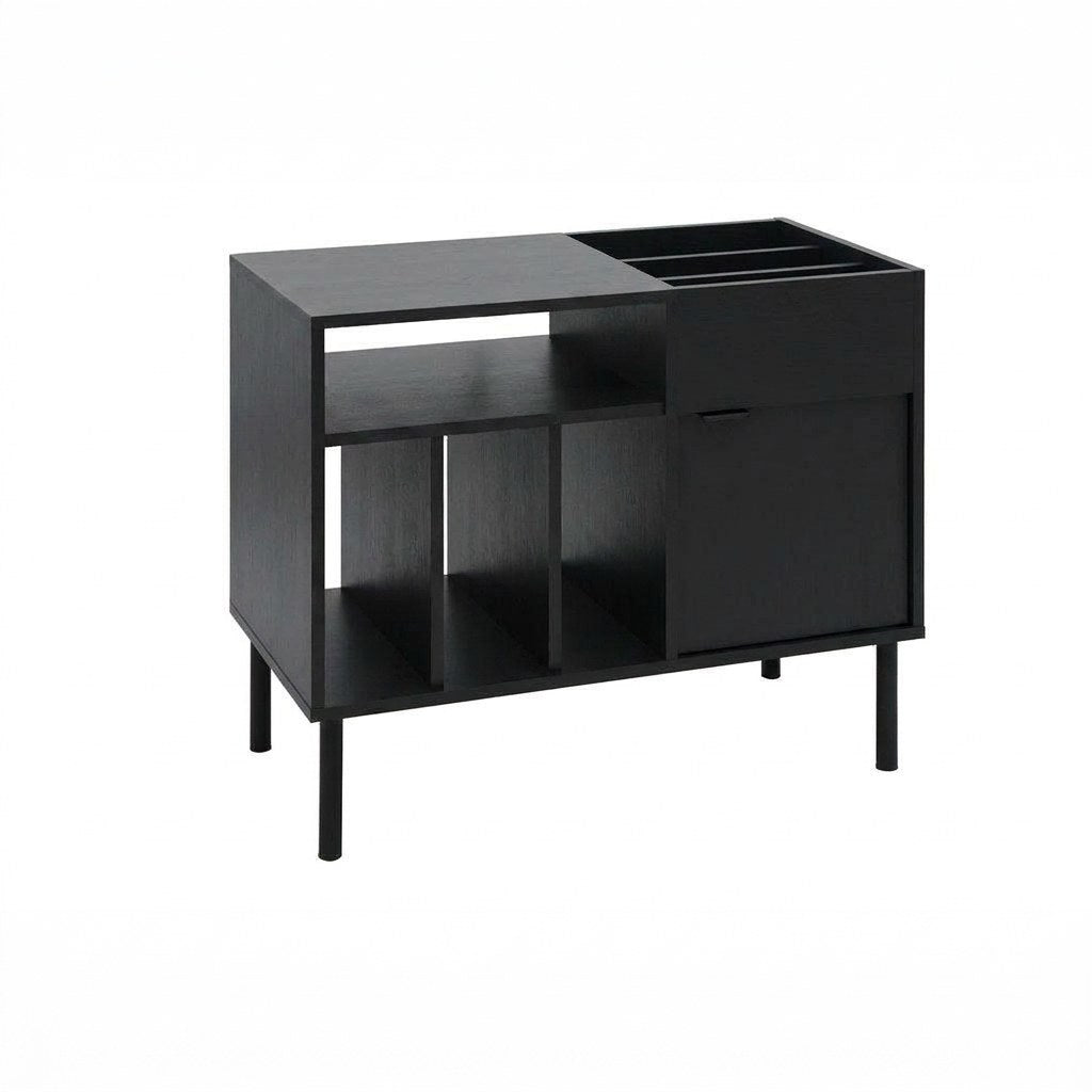 Mueble Vinilos Kane Kallfü 90 cm, tono BLACK, 90x45x75 cm — vista 3/4