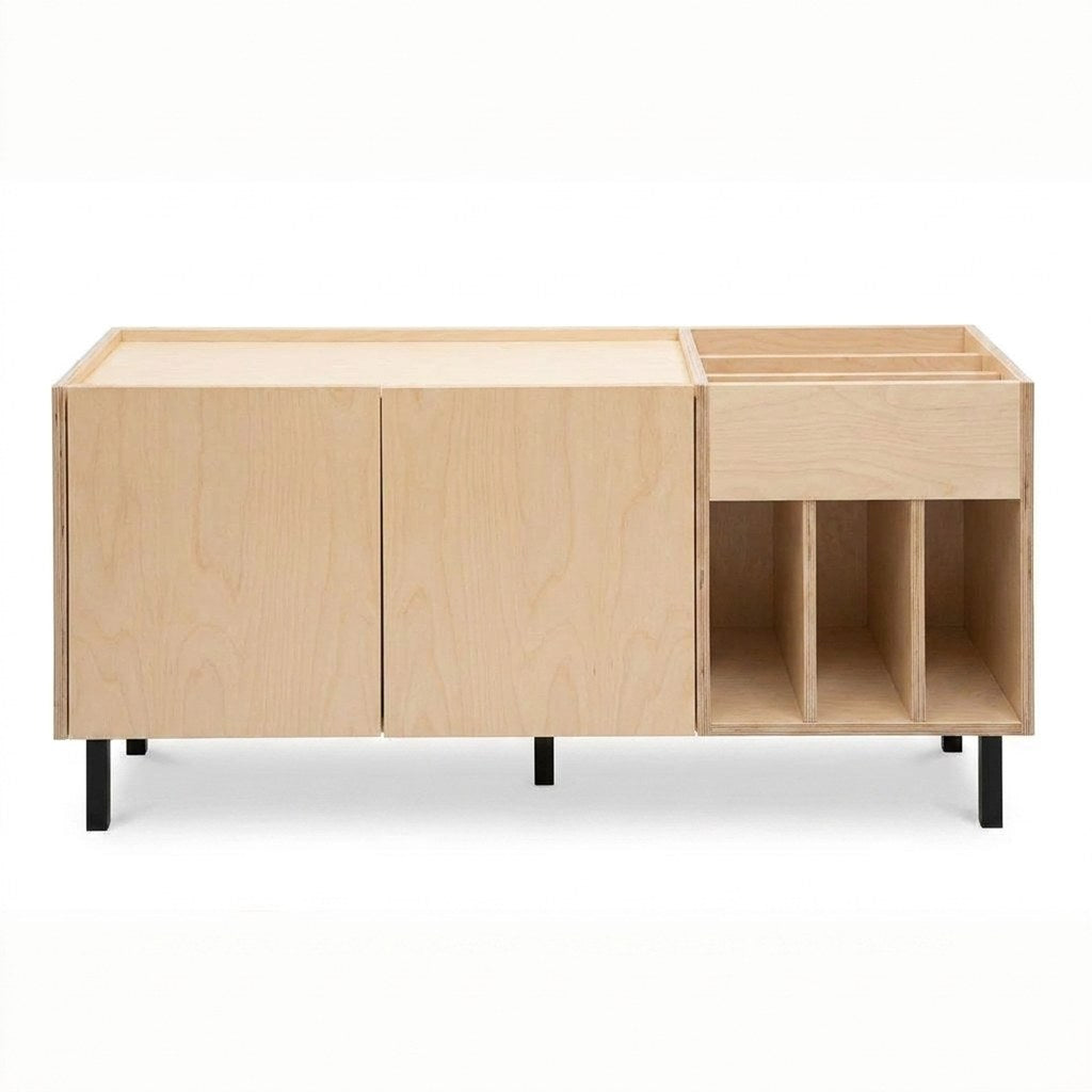 Mueble Vinilos Seda Kallfü 140 cm tono MIMA, 140x45x70 cm — vista frontal