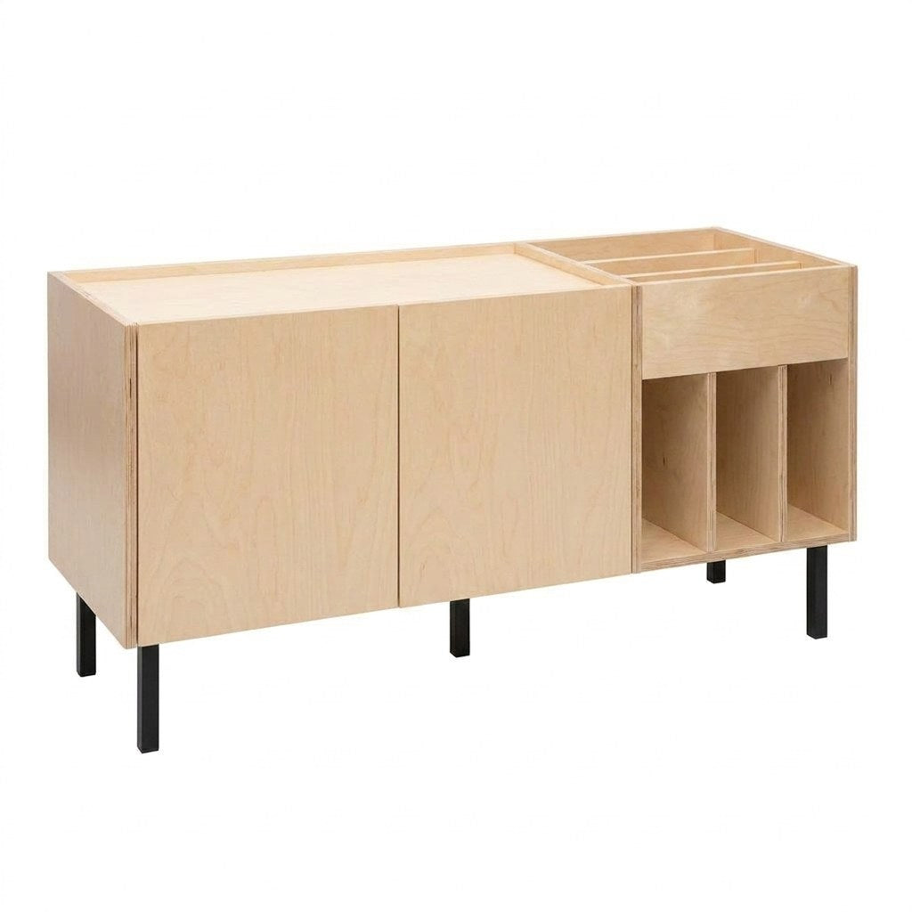 Mueble Vinilos Seda Kallfü 140 cm tono MIMA, 140x45x70 cm — vista 3/4