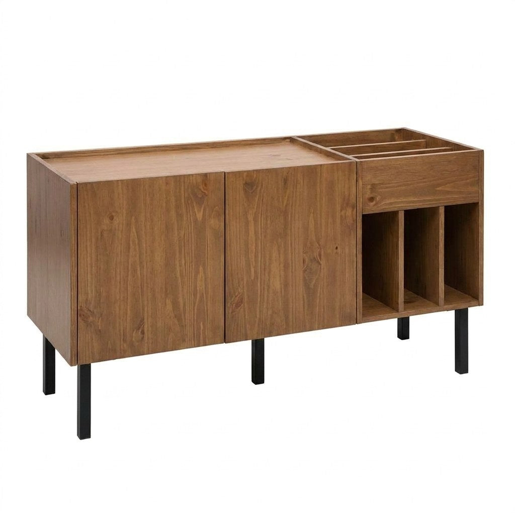 Mueble Vinilos Seda Kallfü 140 cm tono TOFFEE, 140x45x70 cm — vista 3/4