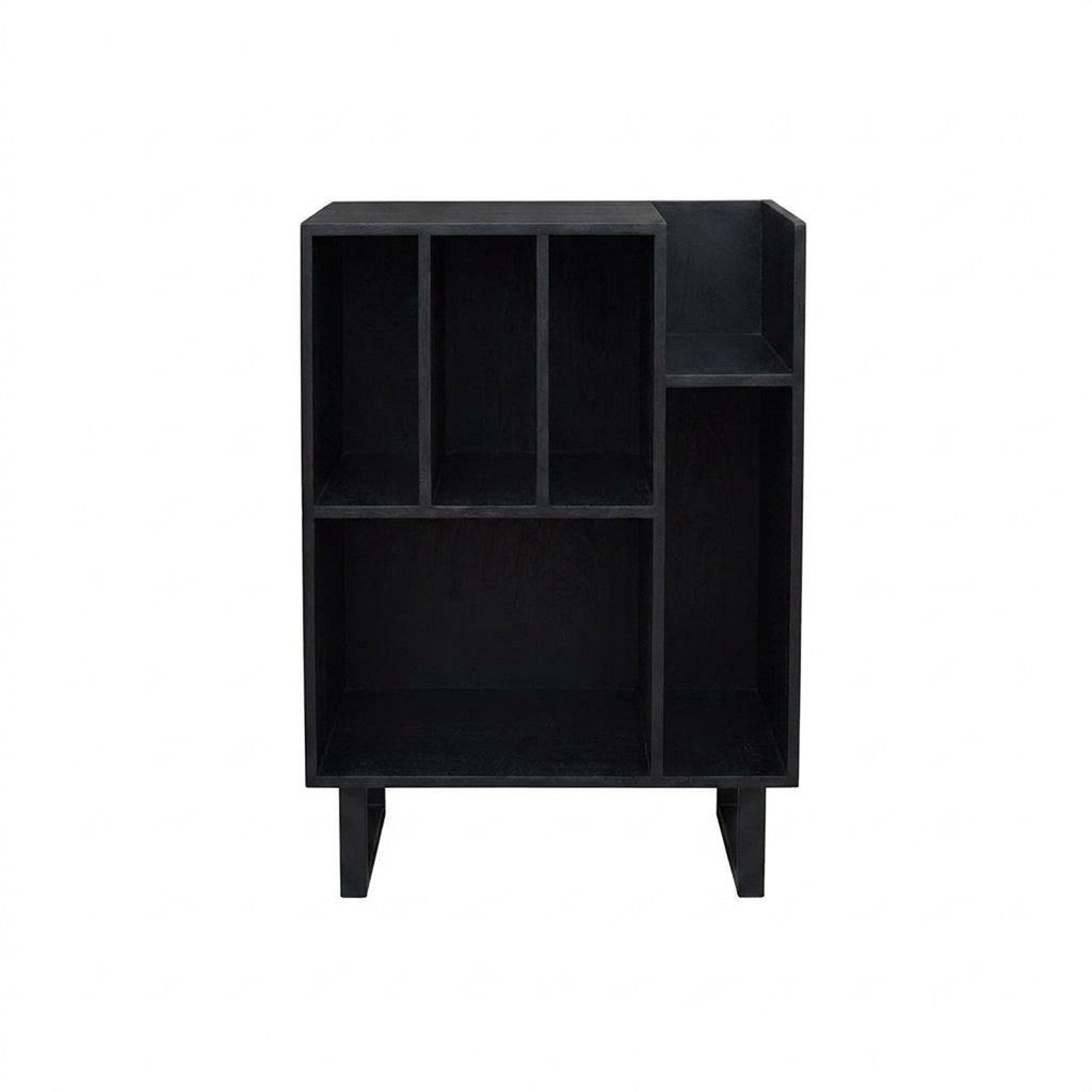 Mueble Vinilos Virgile Kallfü 65 cm madera y metal, 65x45x95 cm tono BLACK — vista frontal