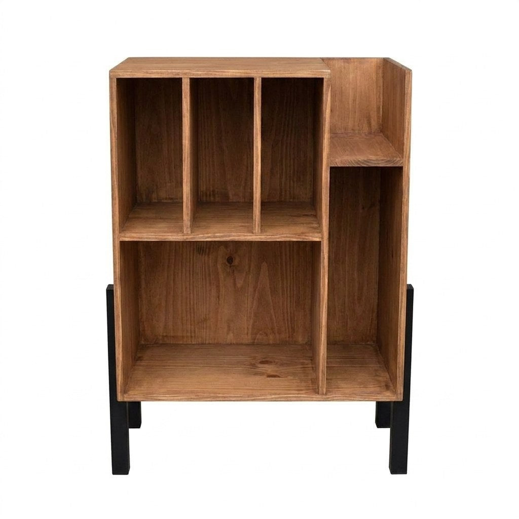 Mueble Vinilos Virgile Kallfü 65 cm madera y metal, 65x45x95 cm tono TOFFEE — vista frontal