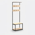 Perchero Recibidor 184 Kallfü metal negro y madera color MIMA, 60x35x184 cm — vista tres cuartos