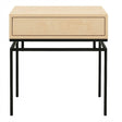 Velador Auren con Cajón 40 cm Kallfü en madera MIMA con cajón sin tirador y base de metal negro