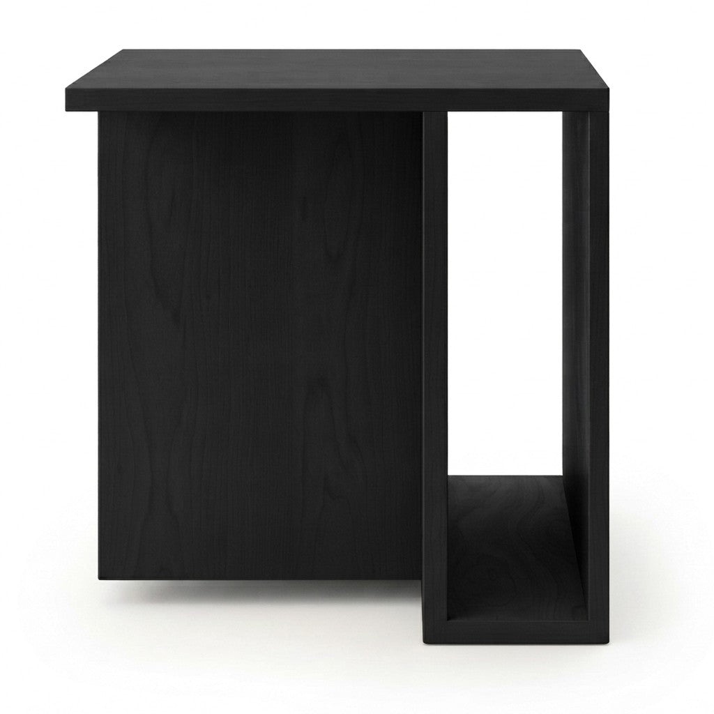 Velador Fifi con Nicho 40 cm Kallfü en madera BLACK, con volumen cerrado y nicho abierto en forma de C