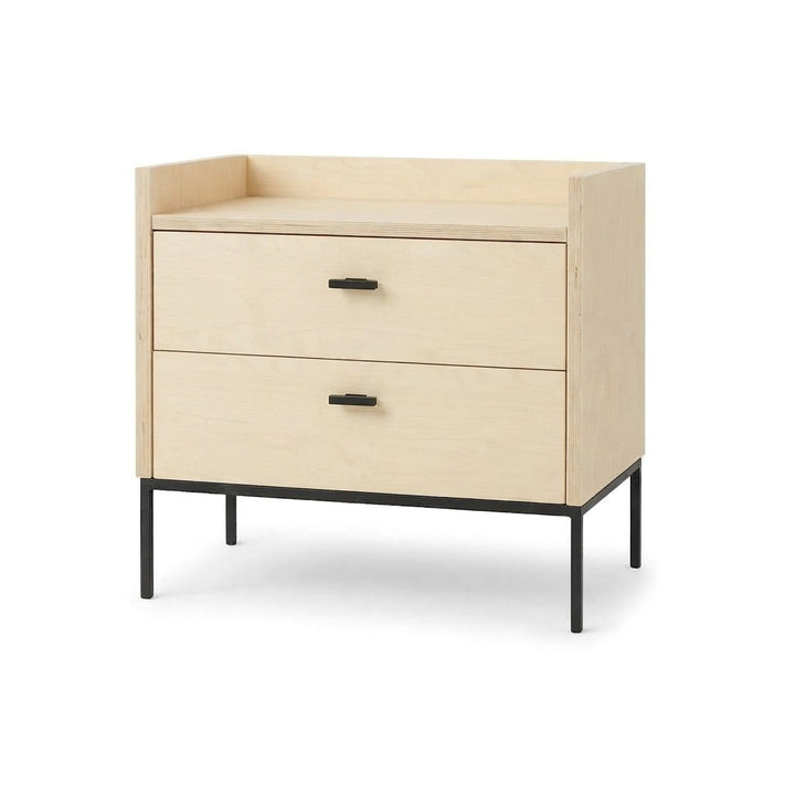 Velador Lavora 40 cm Kallfü en madera MIMA con dos cajones, borde en tres lados y base de metal negro