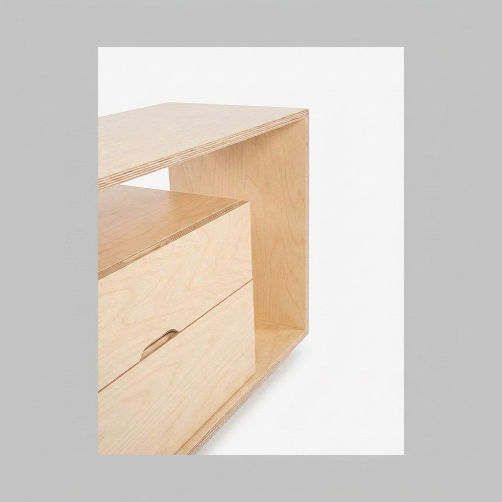 Velador Lineground Kallfü 86 cm dos cajones, 86x38x56 cm tono MIMA — canto y tirador rebajado