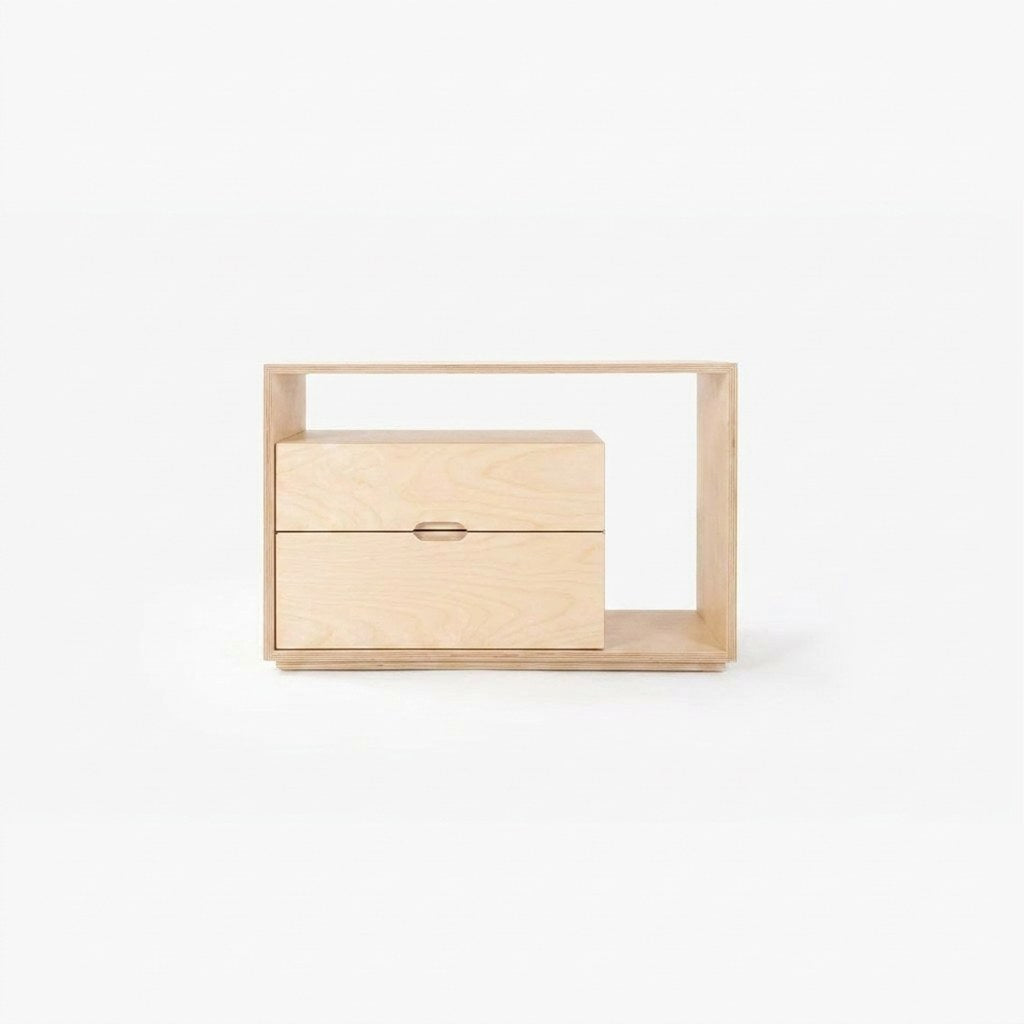Velador Lineground Kallfü 86 cm dos cajones, 86x38x56 cm tono MIMA — vista frontal