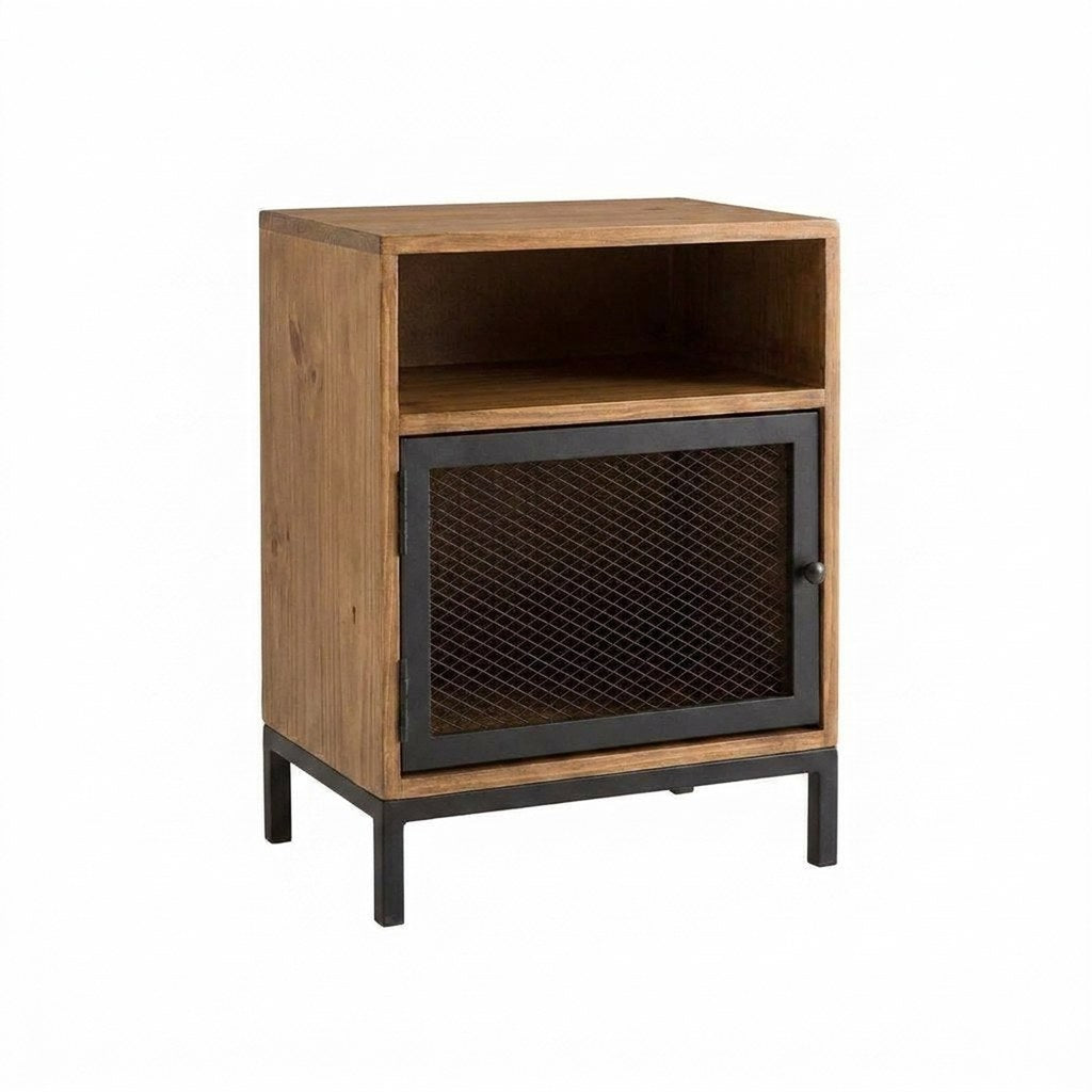 Velador Rack Kallfü 43 cm madera y metal perforado, 43x40x55 cm tono TOFFEE — vista frontal