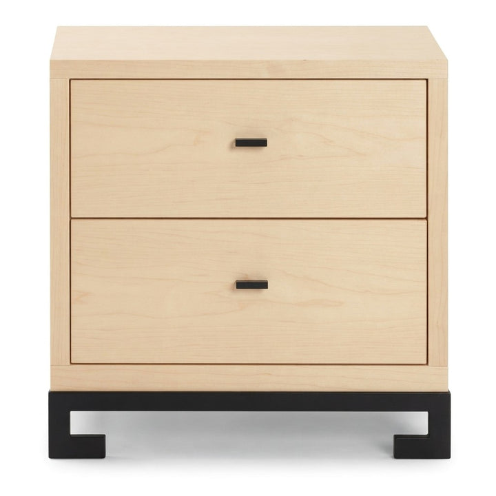 Velador Socie con Dos Cajones 40 cm Kallfü en madera MIMA sobre base de metal negro