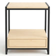 Velador Varel con Cajón 40 cm Kallfü en madera MIMA con estructura de metal negro y vano abierto