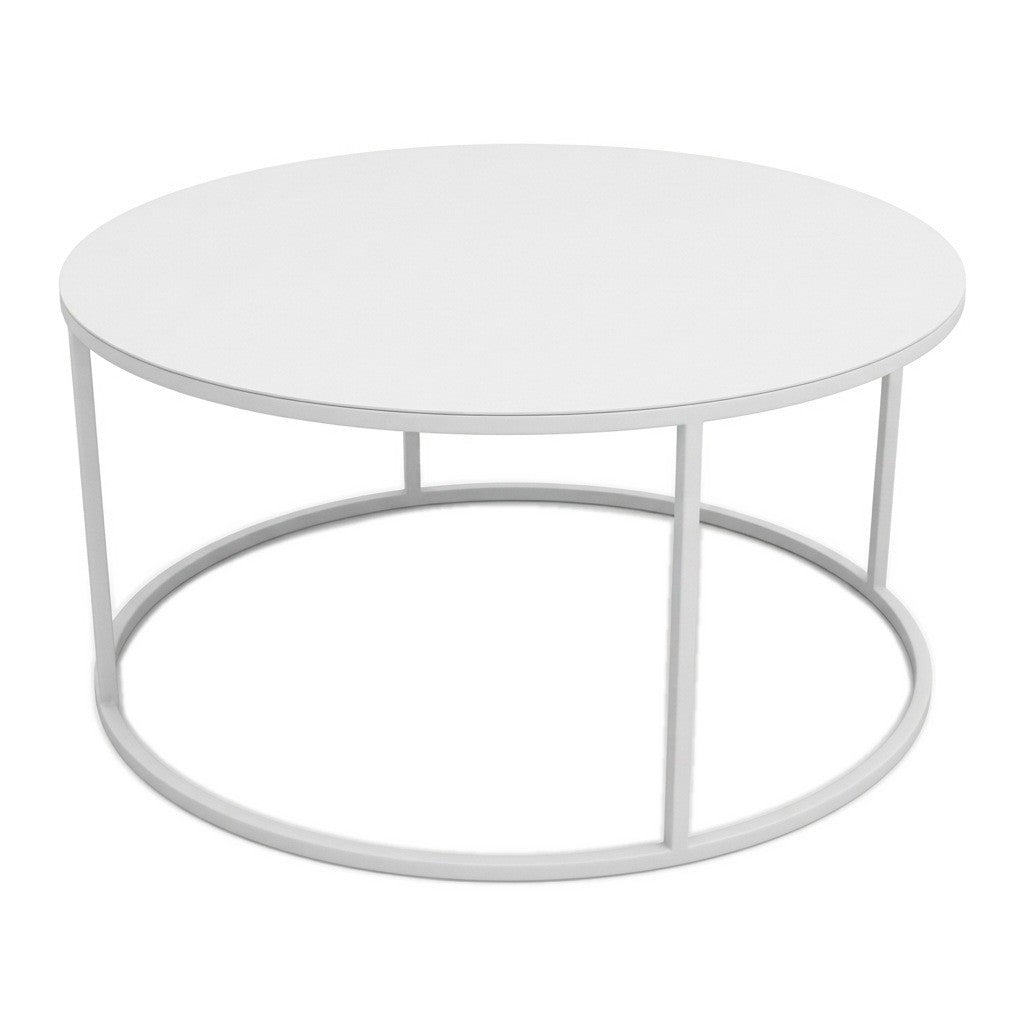 Mesa de Centro Redonda de Metal con estructura de acero blanco