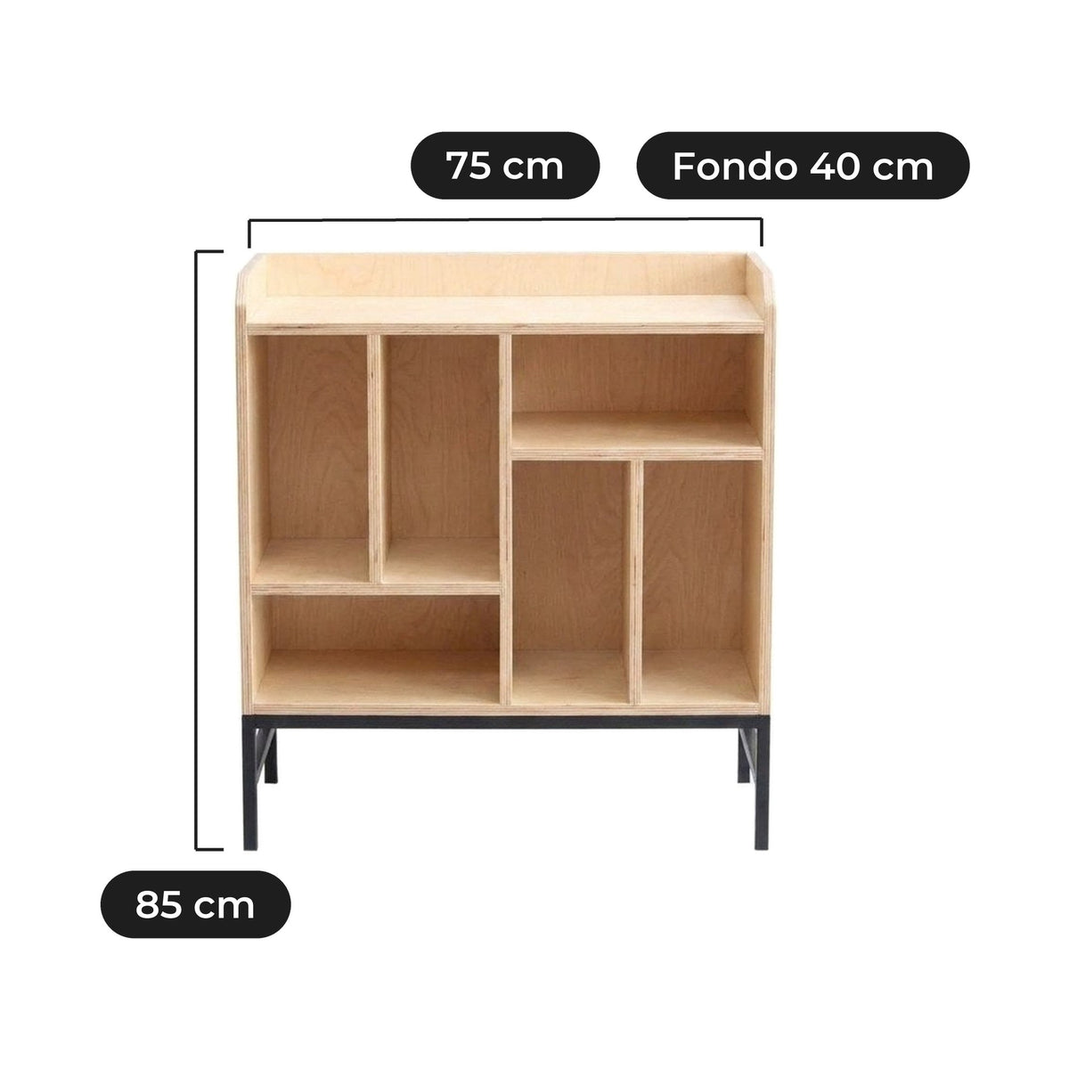 Mueble para Vinilos Blues 75 cm: 75 cm de ancho, 40 cm de fondo y 85 cm de alto