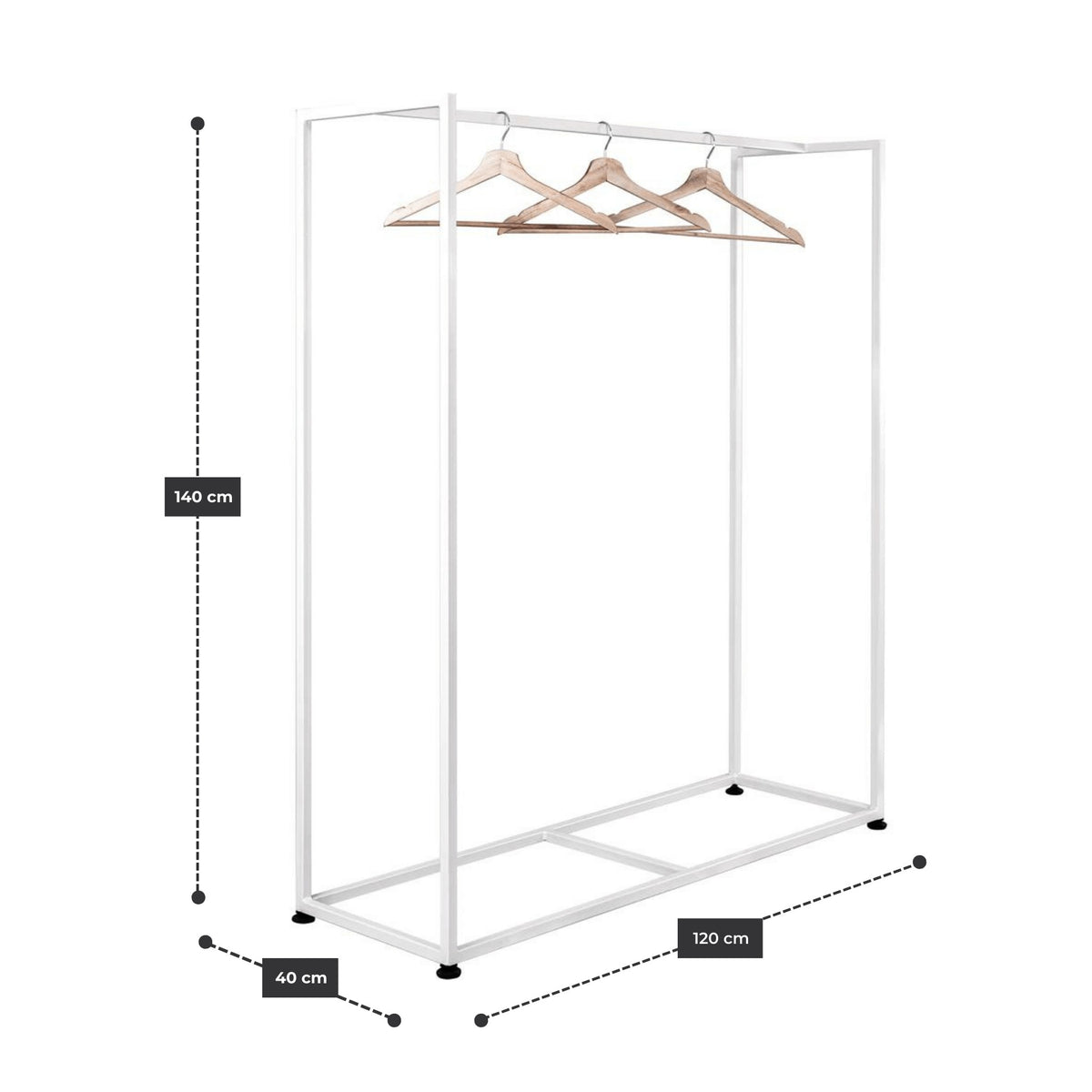 Perchero Industrial 120 cm de Metal con estructura de acero blanco