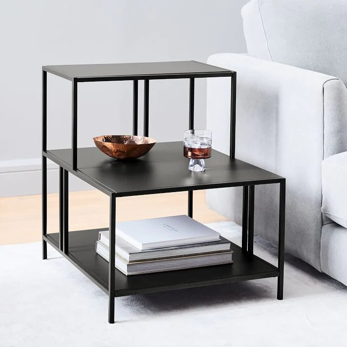 Mesa lateral dos niveles Metal Black