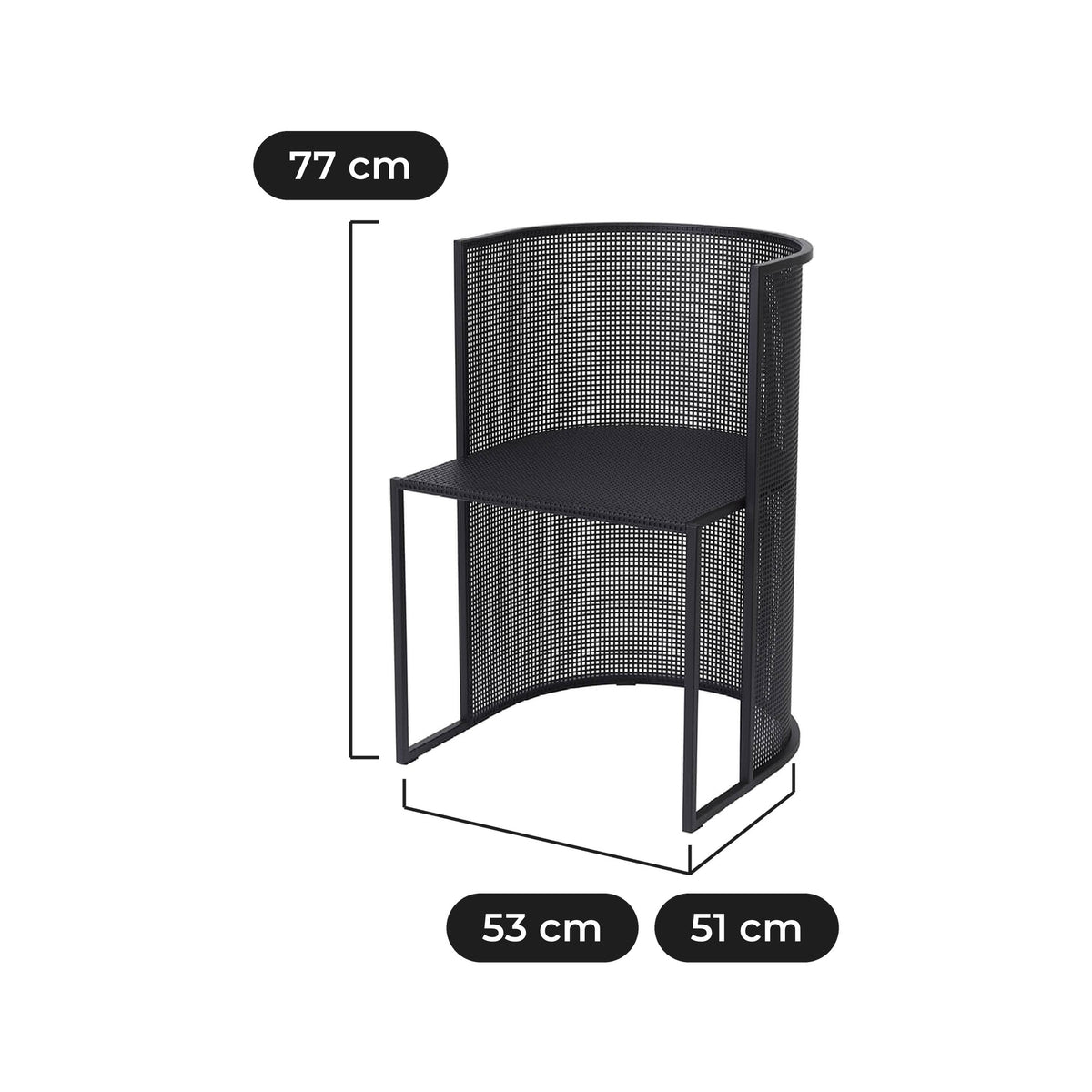 Silla de Comedor Gridline 53 cm: 53 cm de ancho, 51 cm de fondo y 77 cm de alto