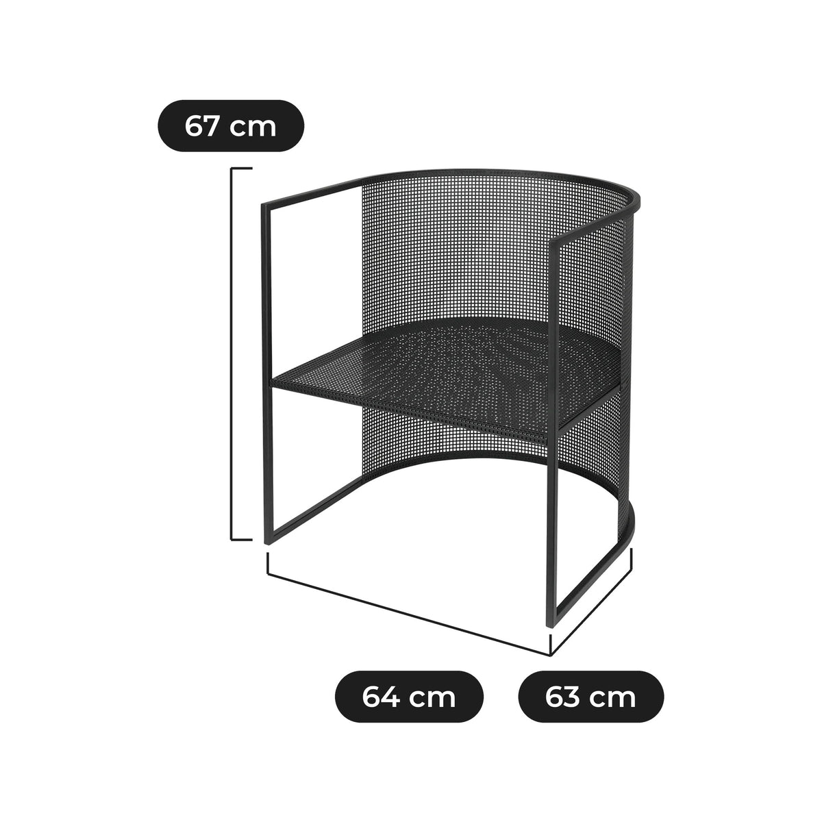 Sillón Gridline 64 cm: 64 cm de ancho, 63 cm de fondo y 67 cm de alto