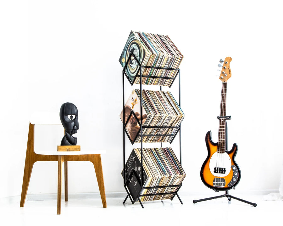 Porta Vinilo Tres Niveles | Luxe Metal Black