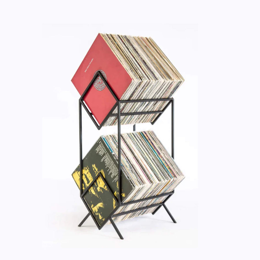 Porta Vinilo Dos Niveles | Luxe Metal Black