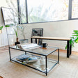 Mesa de centro Rectangular 100 Negra dos niveles Glass