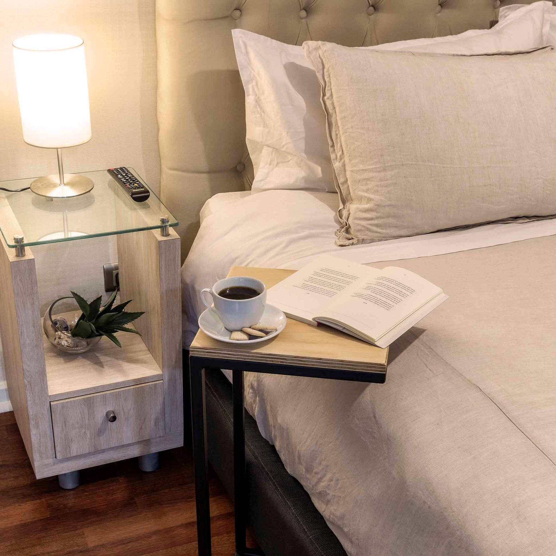 Mueble mesa lateral organizadoras de madera 